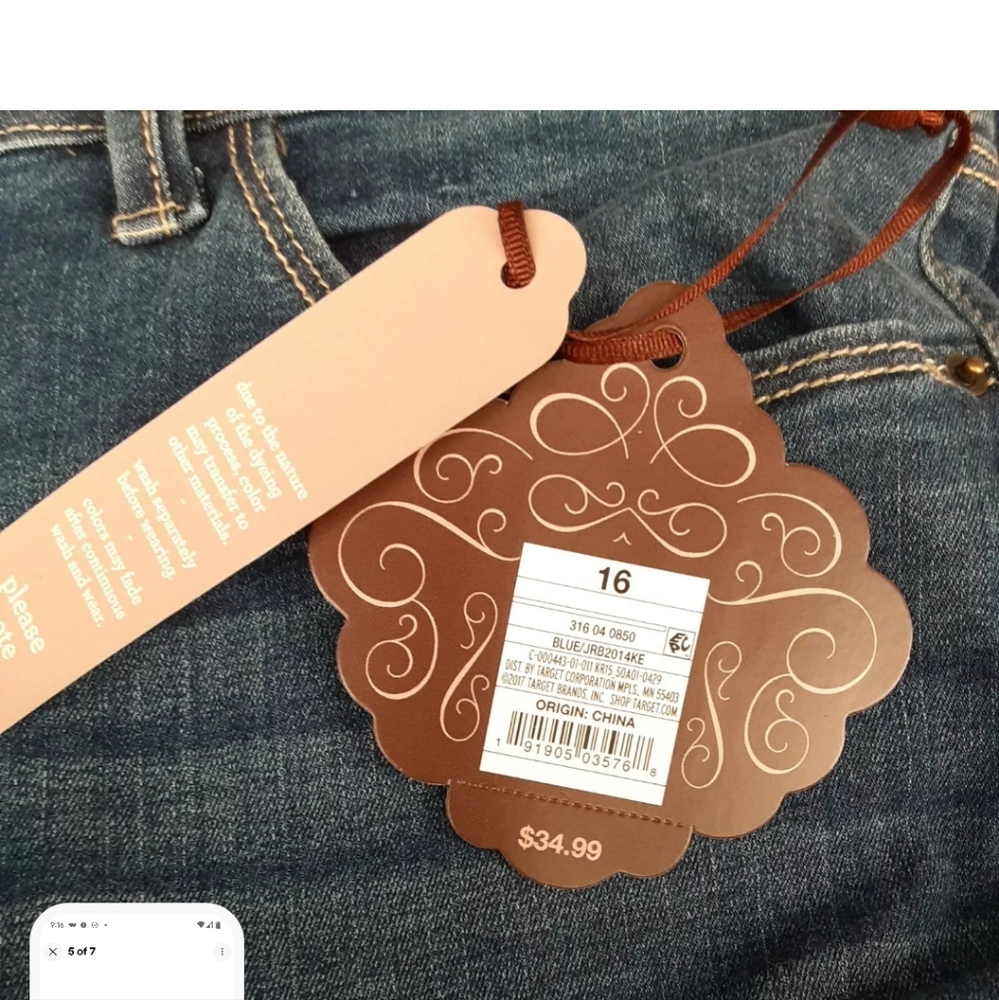 Women's Blue Jeans with Floral Embroidery - Picture 6 of 7